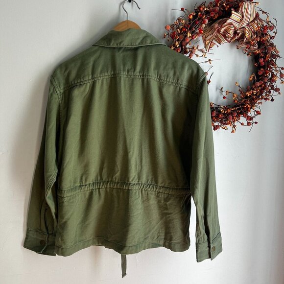 Lucky Brand Womens Utility Shacket Snap Button Spread Collar SMALL in Green - Picture 7 of 10